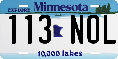 MN license plate 113NOL