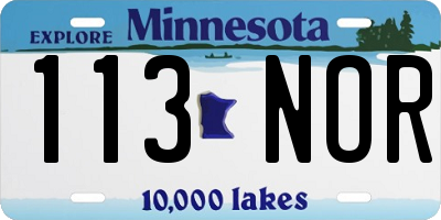 MN license plate 113NOR