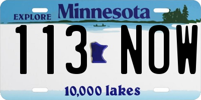 MN license plate 113NOW