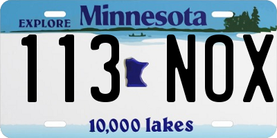 MN license plate 113NOX