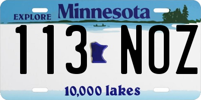 MN license plate 113NOZ