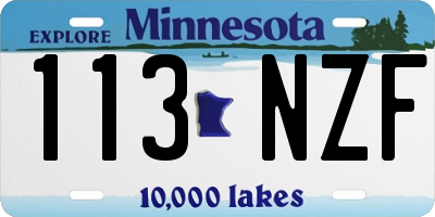 MN license plate 113NZF