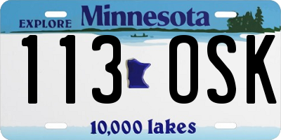 MN license plate 113OSK