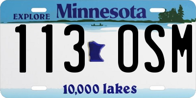 MN license plate 113OSM