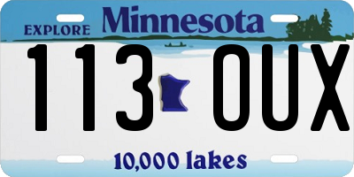MN license plate 113OUX