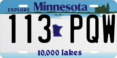 MN license plate 113PQW