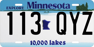 MN license plate 113QYZ