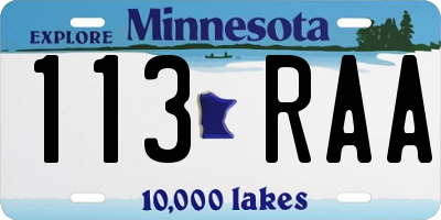 MN license plate 113RAA