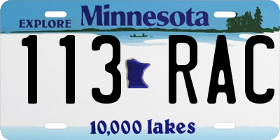 MN license plate 113RAC