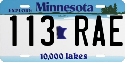 MN license plate 113RAE