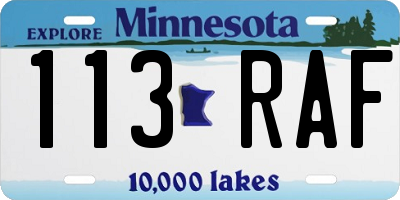 MN license plate 113RAF