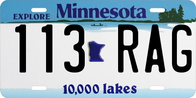 MN license plate 113RAG