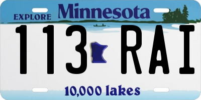 MN license plate 113RAI