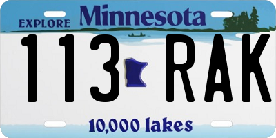 MN license plate 113RAK