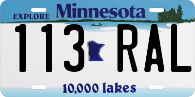 MN license plate 113RAL