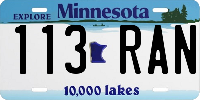 MN license plate 113RAN