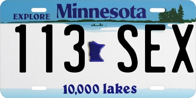 MN license plate 113SEX