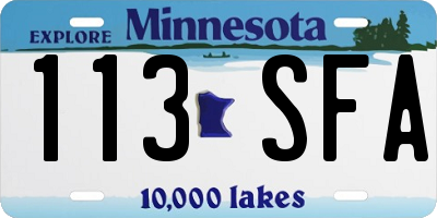 MN license plate 113SFA