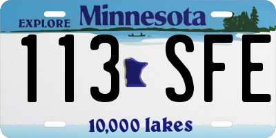MN license plate 113SFE