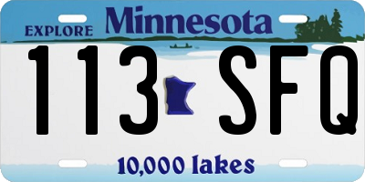MN license plate 113SFQ