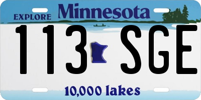 MN license plate 113SGE