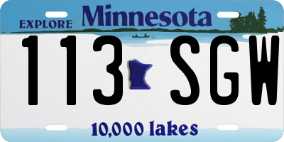 MN license plate 113SGW