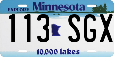 MN license plate 113SGX