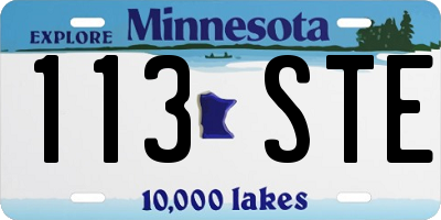 MN license plate 113STE