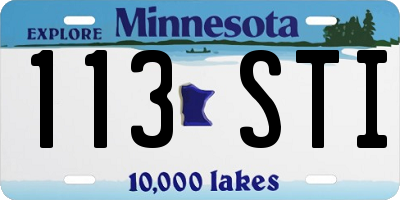 MN license plate 113STI