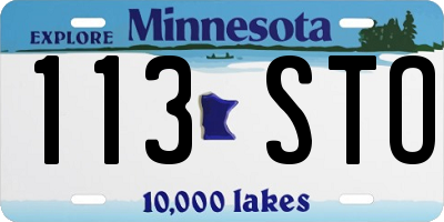 MN license plate 113STO
