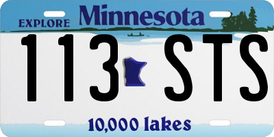 MN license plate 113STS