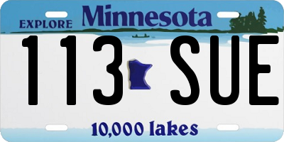 MN license plate 113SUE