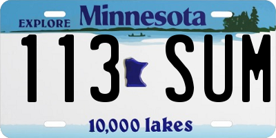 MN license plate 113SUM