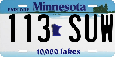 MN license plate 113SUW