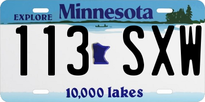 MN license plate 113SXW
