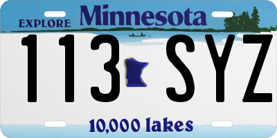 MN license plate 113SYZ