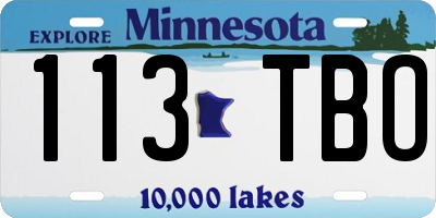 MN license plate 113TBO