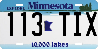 MN license plate 113TIX
