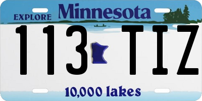 MN license plate 113TIZ