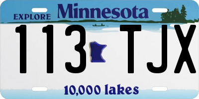 MN license plate 113TJX