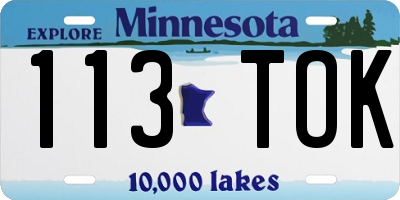 MN license plate 113TOK