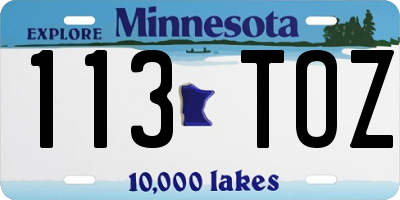 MN license plate 113TOZ