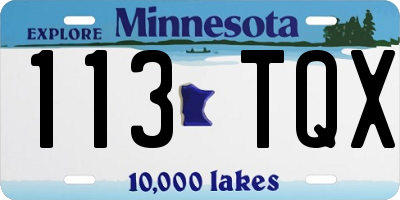 MN license plate 113TQX