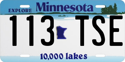 MN license plate 113TSE
