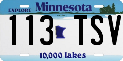 MN license plate 113TSV