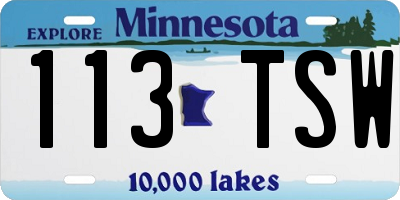 MN license plate 113TSW