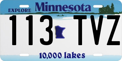 MN license plate 113TVZ