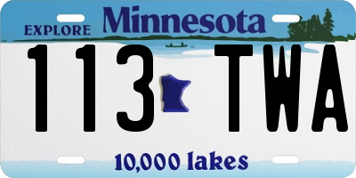 MN license plate 113TWA