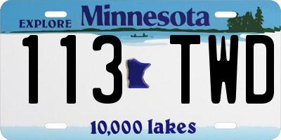 MN license plate 113TWD