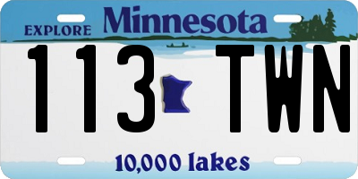 MN license plate 113TWN